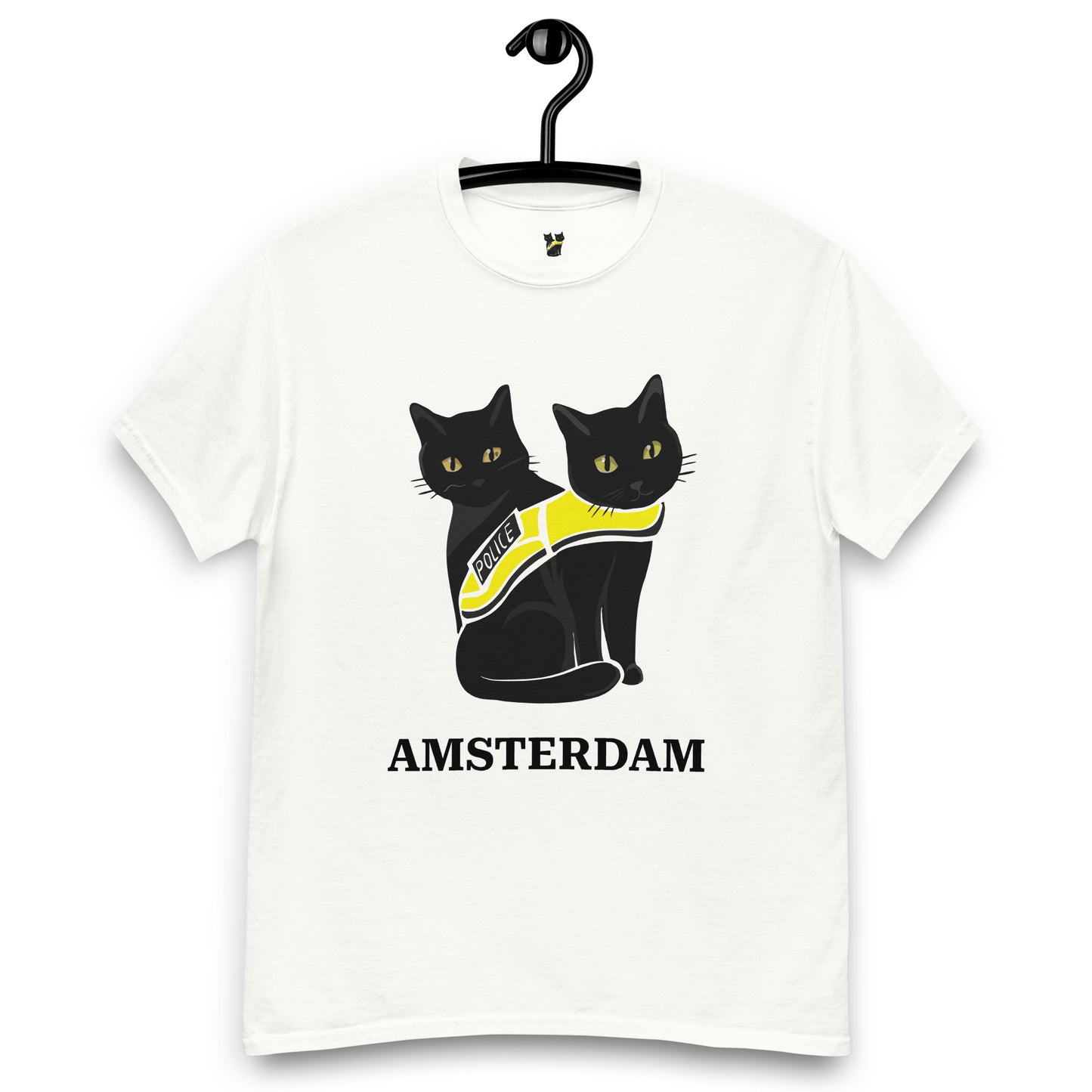 🐾 Nimis & Tommy Unisex Classic Tee - Police Cat Amsterdam (White/Drop 01)