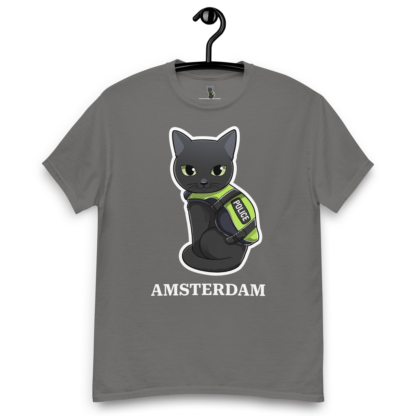 🐾 Nimis Classic Tee Unisex – Police Cat Amsterdam (Grey)