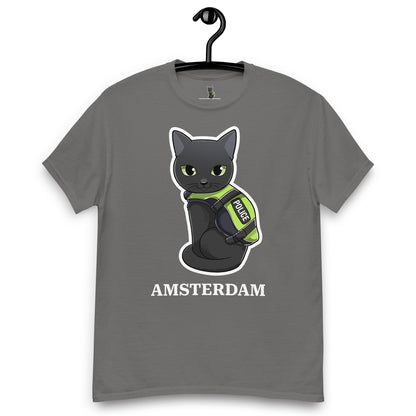 🐾 Nimis Classic Tee Unisex – Police Cat Amsterdam (Grey)