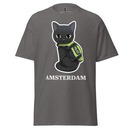 🐾 Nimis Classic Tee Unisex – Police Cat Amsterdam (Grey)