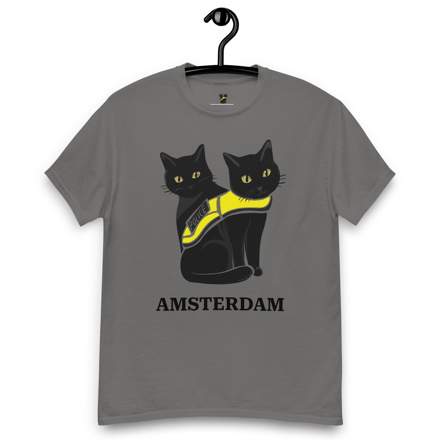 🐾 Nimis & Tommy Unisex Classic Tee - Police Cat Amsterdam (Grey/Drop 01)