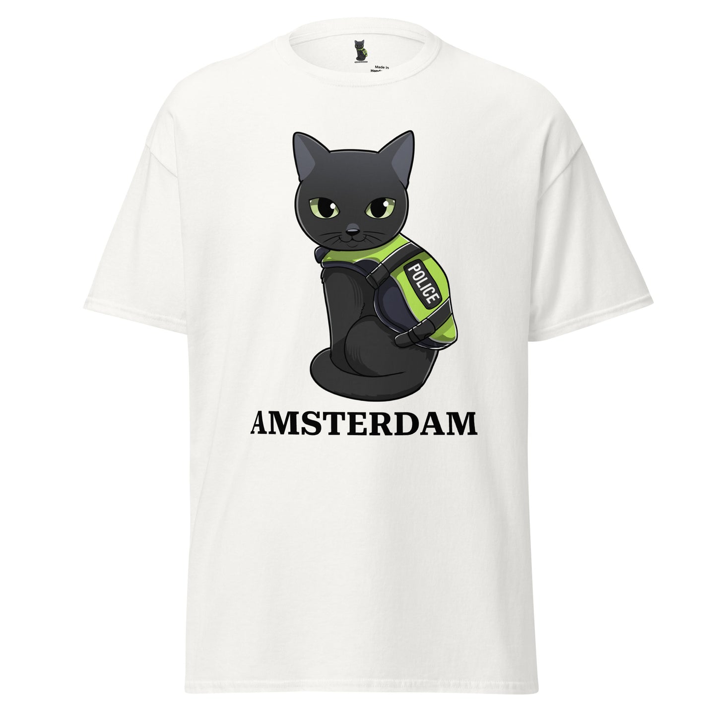 🐾 Nimis Classic Tee Unisex – Police Cat Amsterdam (White)