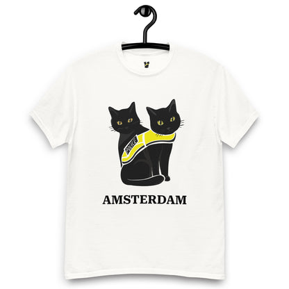 🐾 Nimis & Tommy Unisex Classic Tee - Police Cat Amsterdam (White/Drop 01)