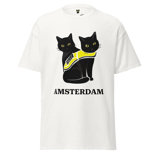 🐾 Nimis & Tommy Unisex Classic Tee - Police Cat Amsterdam (White)