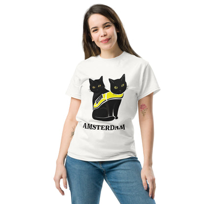 🐾 Nimis & Tommy Unisex Classic Tee - Police Cat Amsterdam (White/Drop 01)