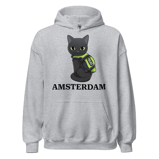 🐾 Nimis Classic Hoodie Unisex – Police Cat Amsterdam (Grey)
